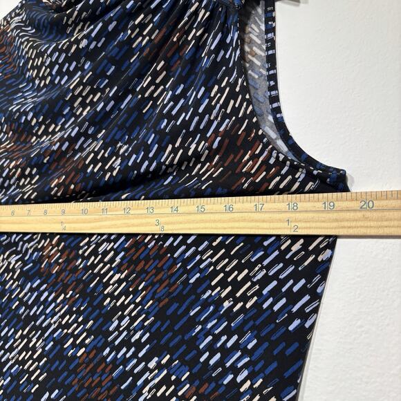 DKNY Geometric Sleeveless Blouse Shoulder Button Detail Career Casual Sz Medium - Picture 6 of 6